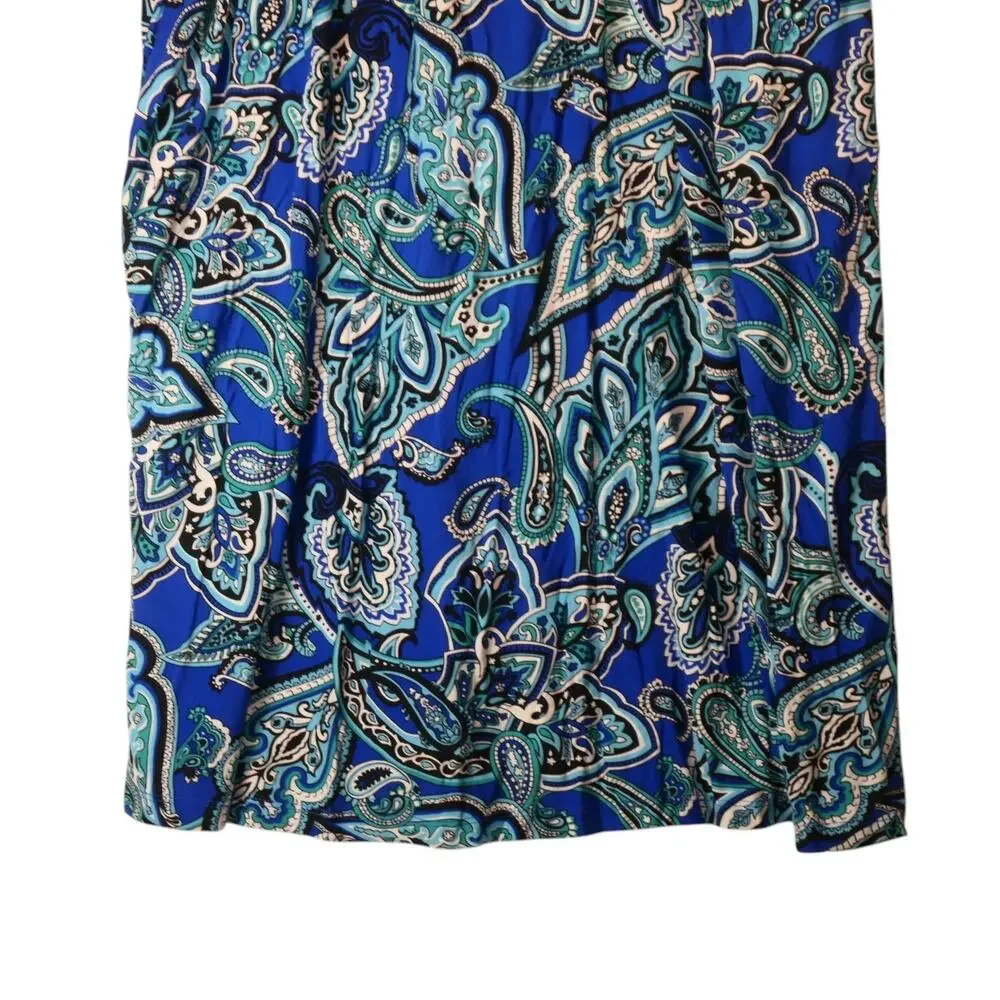 INC International Concepts Dress Womens Petite M Blue Paisley Maxi Strappy Boho - Picture 2 of 11